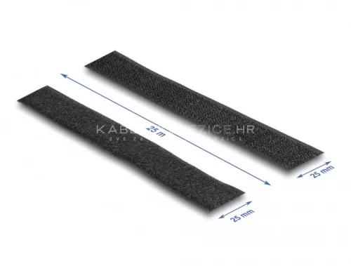 Delock samoljepljiva čičak traka s jakim ljepilom, strana A i B, 25 m × 25 mm, crna (20859)